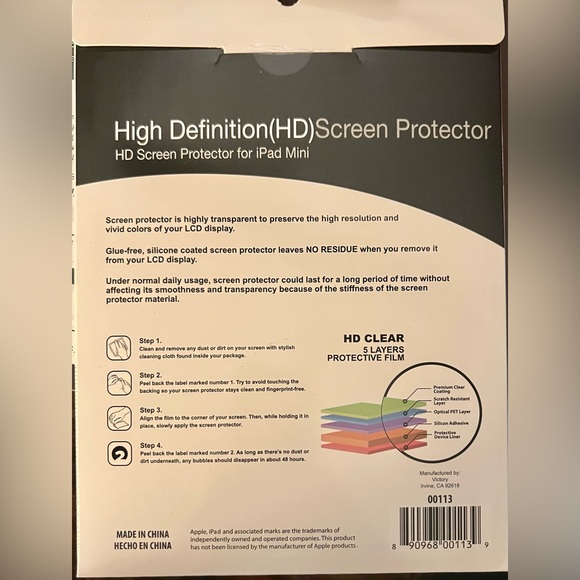 iPad Mini HD Screen Protector, New in Package - Picture 2 of 2
